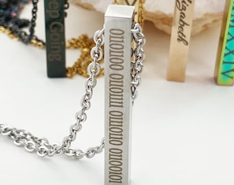 Binary Necklace, 3D Bar Necklace, Binary Code Pendant Gift, Personalized Computer Nerdy Geeky, Bar Necklace, Secret Message Gift Necklace