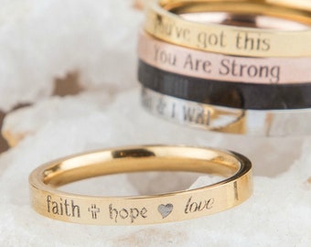 Faith Hope Love Religious Ring, Christian Ring, Daughter Gift Christian Woman Gift, Wife Anniversary Gift, New Mother Gift, Goddaughter Ring