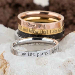 Jeremia 29:11 Bibelring, denn ich kenne die Pläne, die ich für Sie habe, religiöser christlicher dünner Ring, Mutter, Patentochter, Tochter religiöser Ring