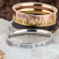 Custom Bible Verse Ring - Stainless Steel Stacking Band Ring ...
