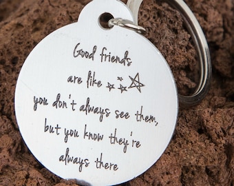 Freundschaft Schlüsselbund, gute Freunde sind wie Sterne Schlüsselbund, unterstützender Freund Geschenk, BFF Geschenk, Freund Geschenk Schlüsselbund, für immer Freund immer