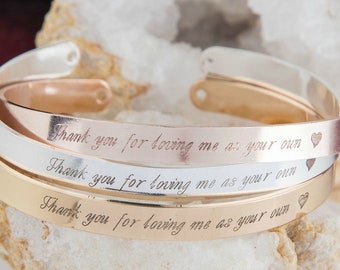 Pulsera grabada de madrastra: "Gracias por amarme como tu hija"