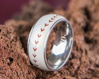 Baseball Ring for Men, Personalized Baseball Gift, Wide Sports Team Ring Gift, Baseball Team Ring, Baseball Lover, Graduation Gift for Him