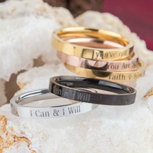 Anillo motivacional "Puedo", anillo de fuerza, regalo de joyería inspiradora para amigos, anillo "Puedo y lo haré", regalo de joyería para la ansiedad y la salud mental