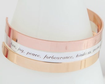 Engraved Galatians 5 Cuff Bracelet: Inspirational Religious Gift