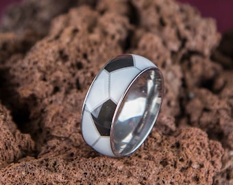 Bague de football pour homme, cadeau de football personnalisé, cadeau de bague d'équipe sportive large, bague d'équipe de football, cadeau de graduation de football pour lui