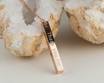 Regalo de barra 3D para madrastra, collar con la frase "Gracias por amarme como a ti mismo", colgante de barra vertical para madrastra, regalo adicional para mamá, regalo para el día de la madre