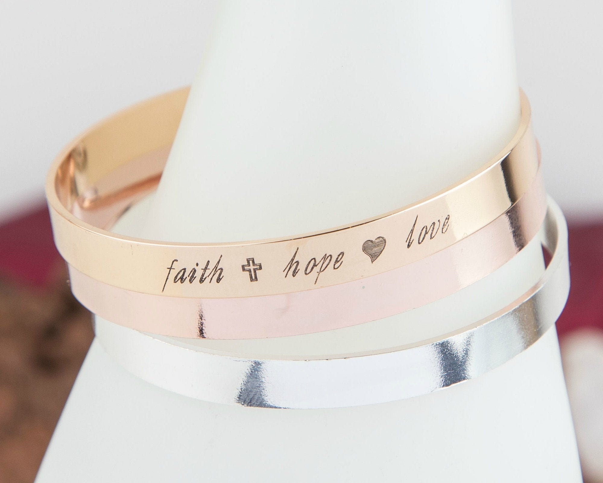 Faith Hope Love Bangle Bracelet – FrostedWillow