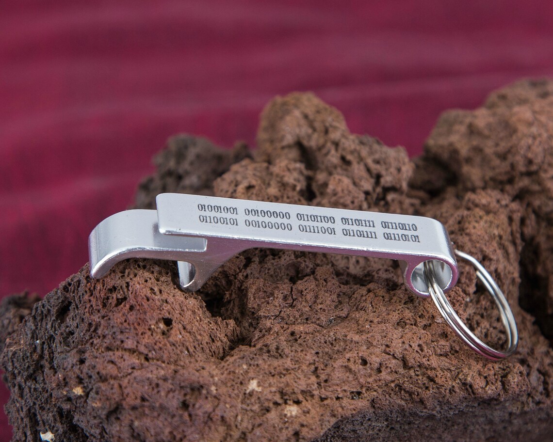 Binary Gift Beer Opener, Binary Keychain, Personalized Computer Code ...