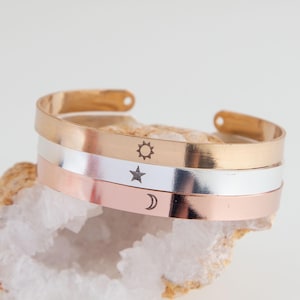 Moon Sun Star Bracelet Set: Personalized Friendship Cuff
