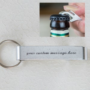 Custom Engraved Beer Opener Keychain: Personalized Message