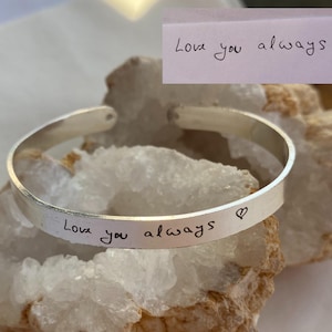 Pulsera con escritura a mano, regalo con escritura a mano real, regalo para mamá, regalo para abuela, pulsera ajustable con escritura a mano grabada