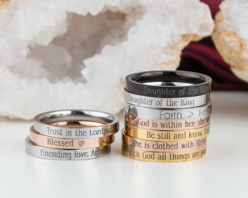 Personalized Bible Verse Ring Religious Jewelry Christian Etsy