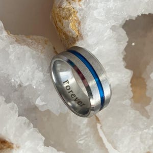 Blue Line Rings For Men Blue Line Ring for Men, Personalized Gift Ring, Stainless Steel Custom ...