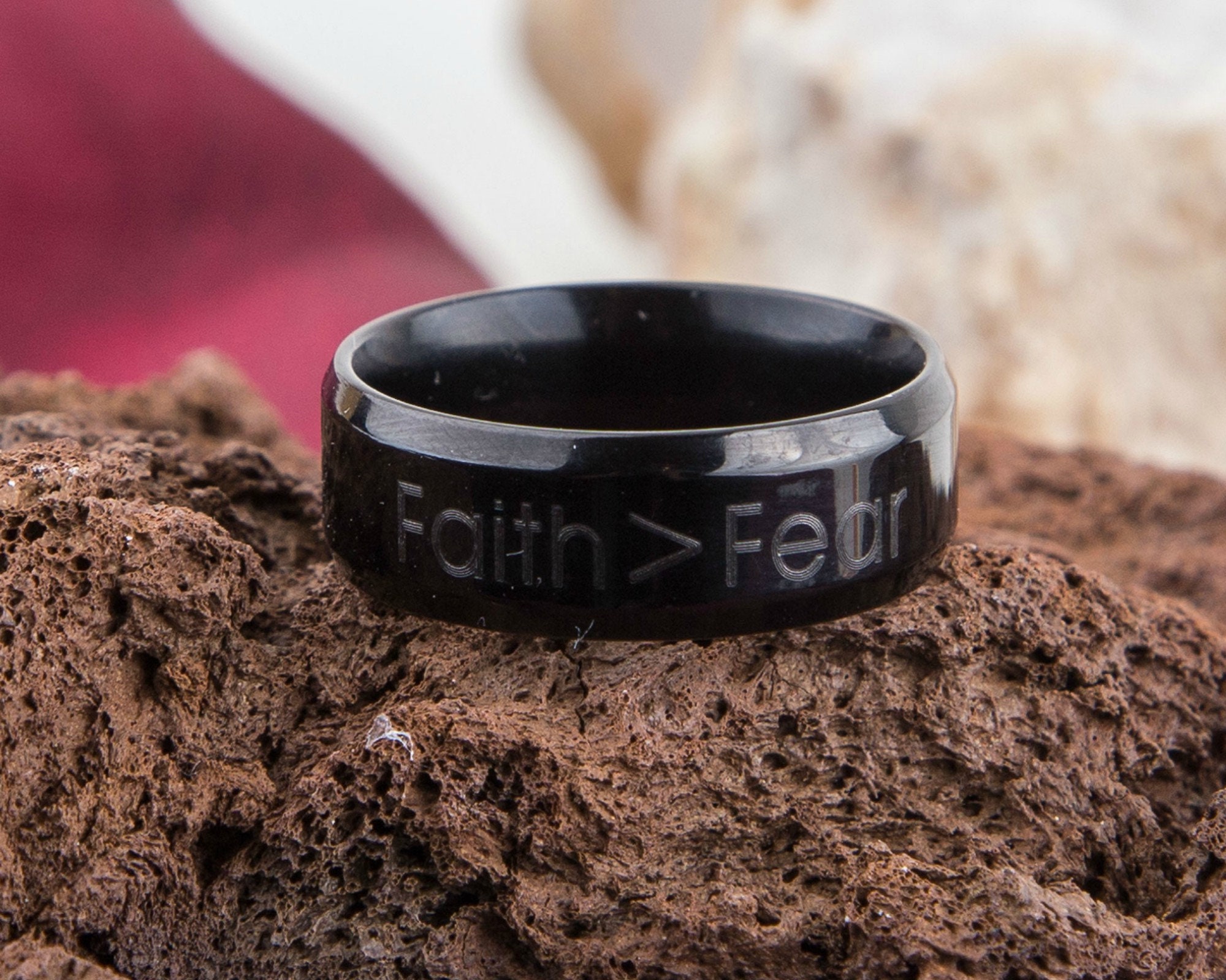 Faith Over Fear Men Ring Black / Blue Ring Faith Not Fear Etsy