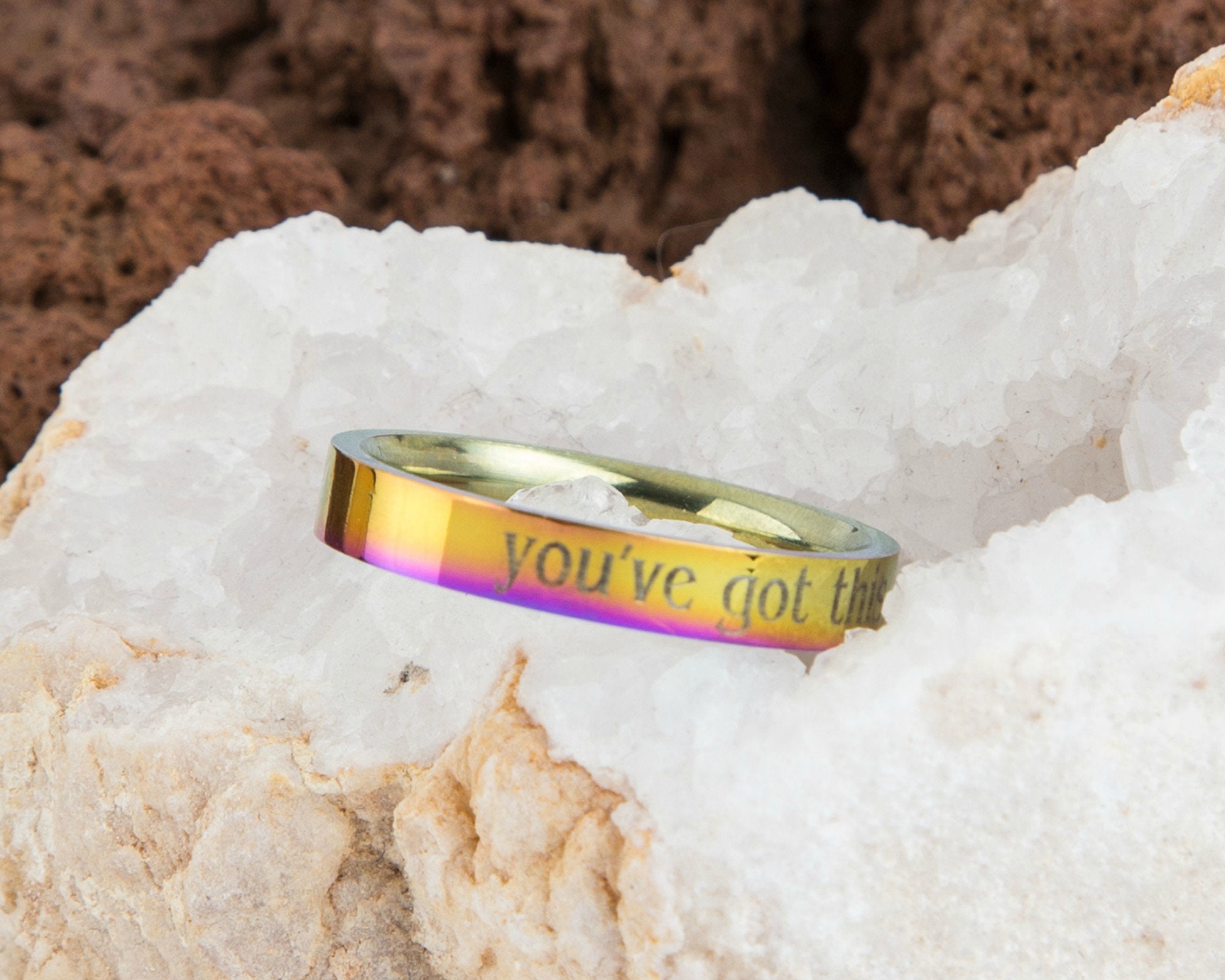 Ring Motivation You Got This Motivational Rainbow Ring, Strength Ring, Inspirational ...