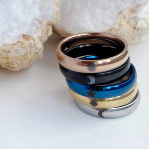 Moon Sun Star Ring Set, Personalized Ring Set, Moon Star Sun Couple Rings, Moon Sun Ring, Ring Set for Best Friends, Couple Rings