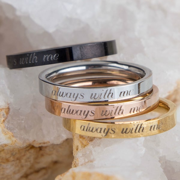 Memorial Ring, Always with me Ring, Memorial Thin Ring Gift, Personalized Remembrance Ring, Bereavement Sympathy Jewelry Gift