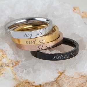 Sister Ring Set, Little Sister, Big Sister Ring, Middle Sister Ring, Thin Ring Gift, Besties Personalized Best Friends, Sister in Law Gift