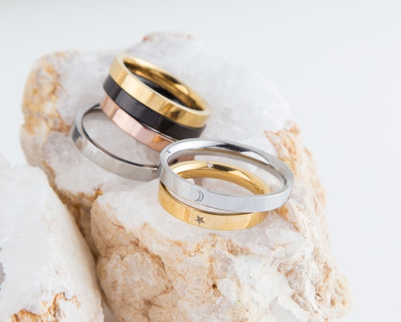 Moon Sun Star Ring Set Personalized Ring Set Dainty Moon Star