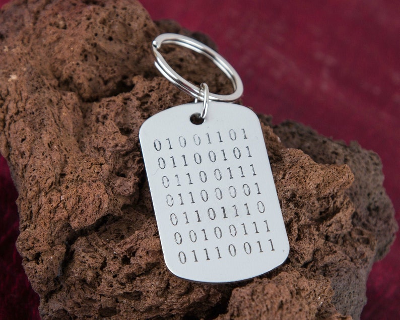 Binary Custom Keychain Binary Code Keychain Gift Etsy