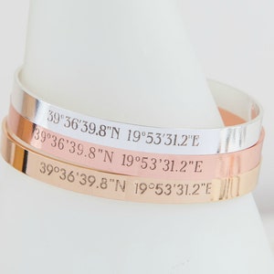 Custom Coordinates Bracelet: Engraved Latitude Longitude Jewelry