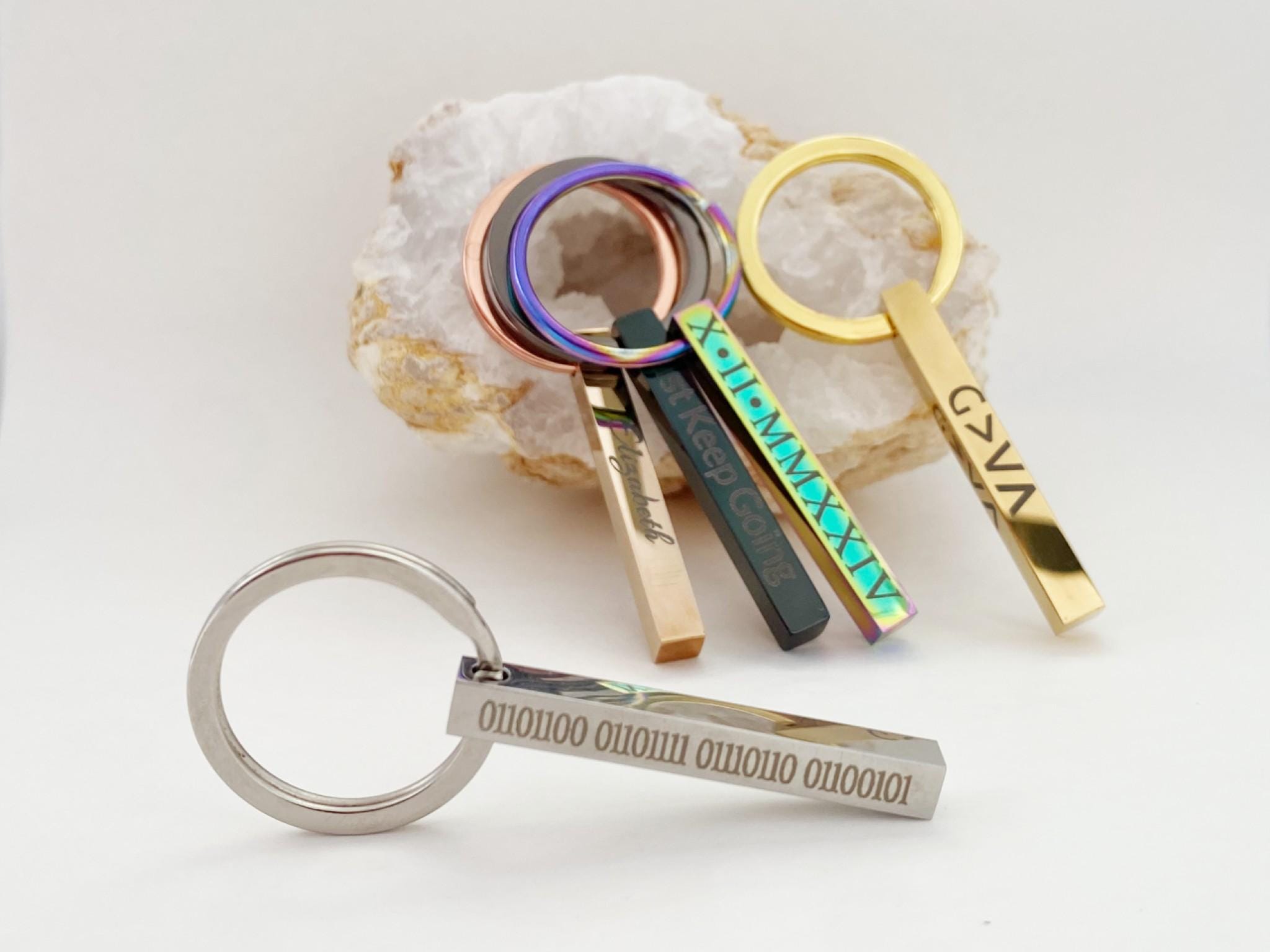 Binary Keychain, 3D Bar Keychain, Binary Code Keychain Gift ...