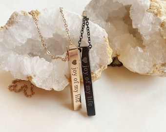 Paare Halskette Set, Passendes Geschenk Benutzerdefinierte Rose Gold Schwarz 3D Bar Anhänger Personalisierte Datum Jahrestag Valentine Halskette Seine Hers Halskette