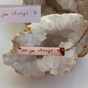 Handschriftketting, echt handschriftcadeau, staafketting, handschrift van foto ketting, persoonlijk cadeau-hanger, ketting stalen staaf