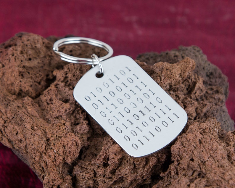 Binary Custom Keychain Binary Code Keychain Gift Etsy