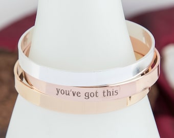 You Got This Bracelet, Personalized Gift, Moving Away, Encouragement, Strength Gift, Supportive Motivational Cuff Anti Anxiety Jewelry Gift