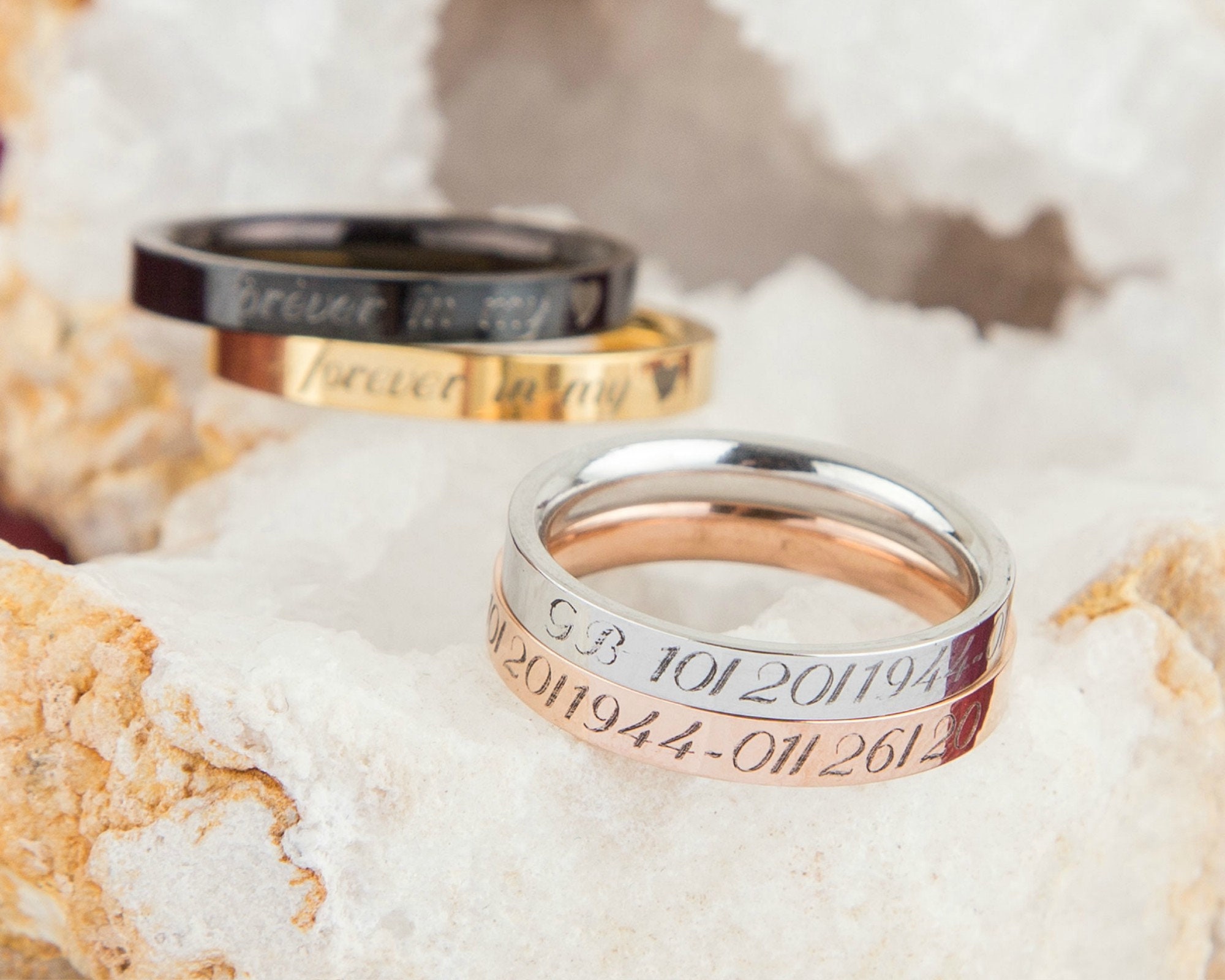 Personalized Memorial Ring, Custom Name Date Ring, Memorial Thin Ring ...