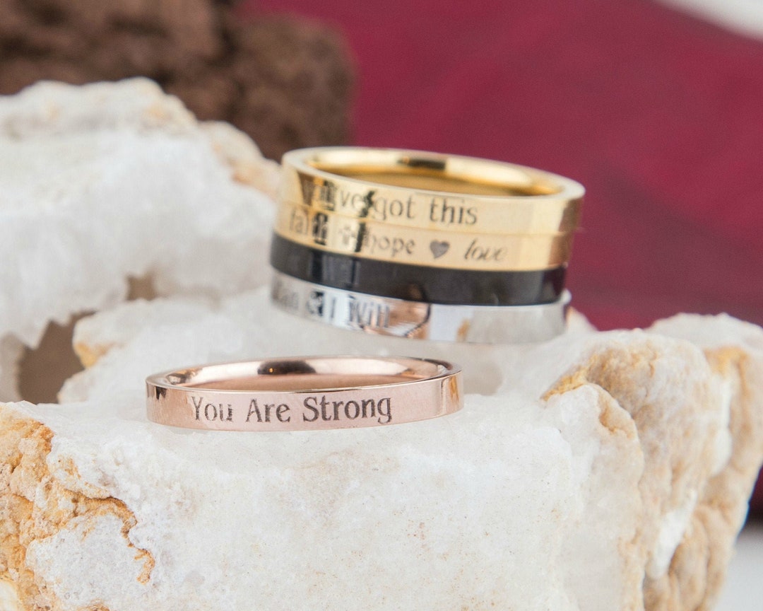 Ring Motivation I Am Strong Motivational Skinny Ring, Strength Ring, Inspirational ...