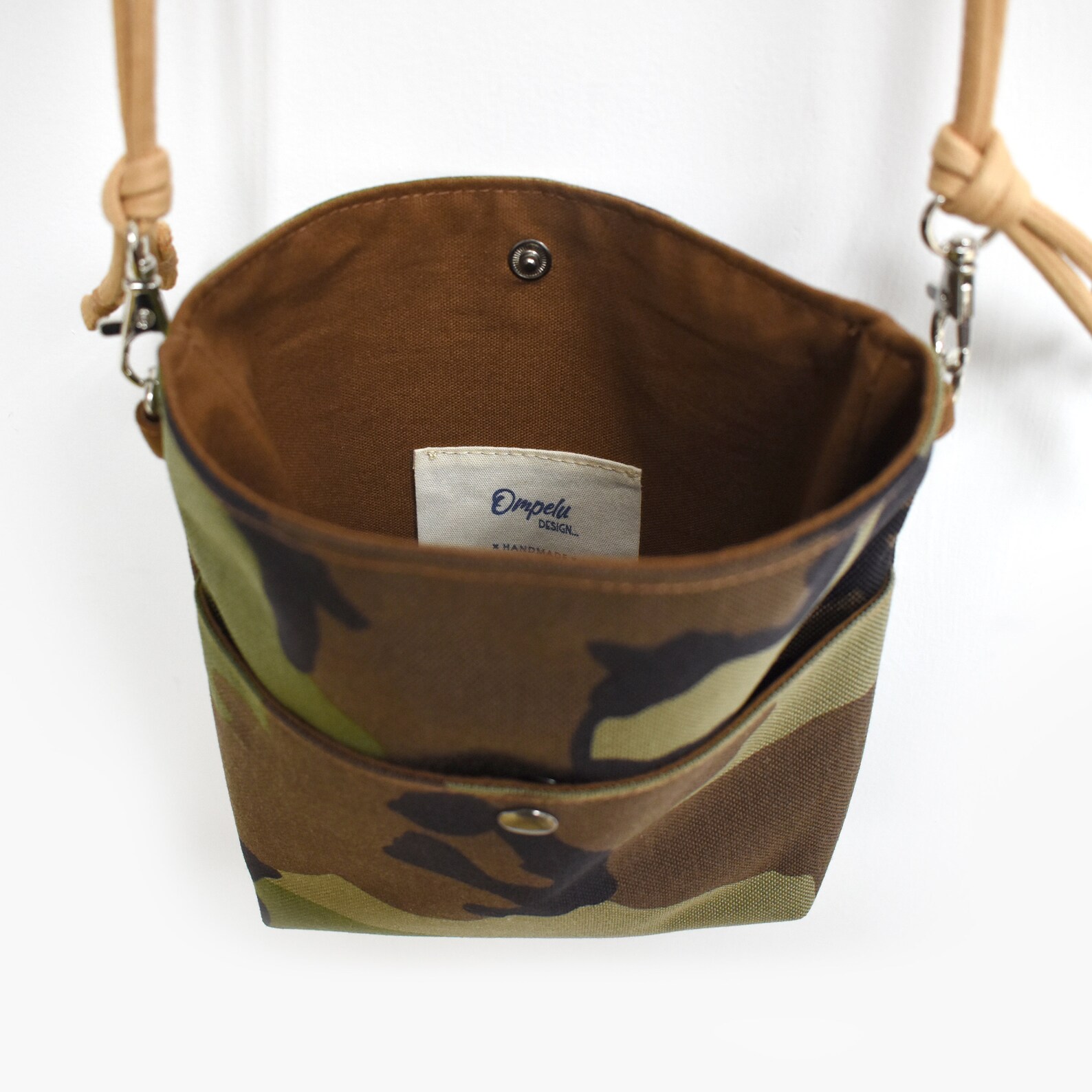 Handmade Camouflage Crossbody Bag with Leather Strap Etsy