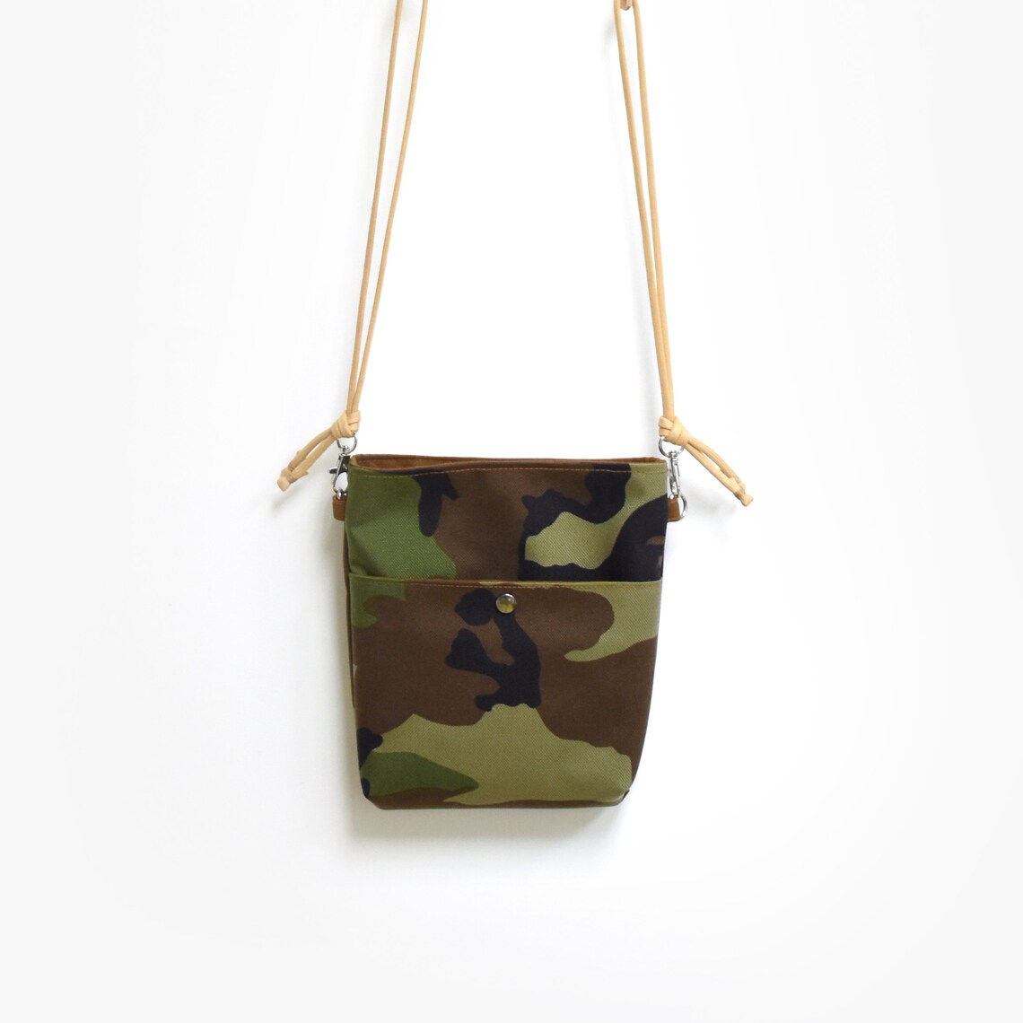 Handmade Camouflage Crossbody Bag with Leather Strap Etsy