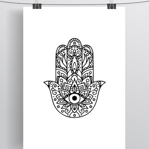 Hamsa, Hand, Inspiration , Buddhist, Buddhism, buddha, Typography, Text, Printable, Print, Black White Artwork, Poster, Minimalist Art.