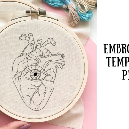 Heart Embroidery Pattern PDF Printable Embroidery Template - Etsy