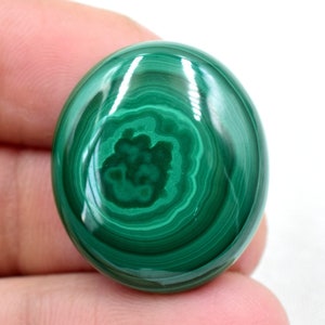 Malachite Cabochon: Polished Oval Gemstone, 26x22mm