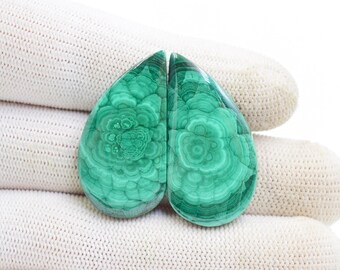 Hand Polished Malachite Gemstone Pair: African Crystal for Earring Making
