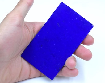 Losa de lapislázuli natural, rodaja azul real para la fabricación de joyas (96 x 56 x 3,5 mm)