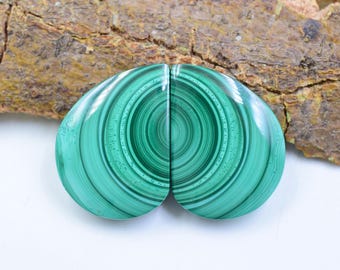 Hand Polished Malachite Gemstone Pair: African Crystal for Earring Making