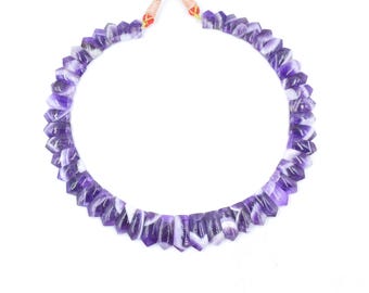 Amethyst Choker Necklace: Double Shade Purple Gemstone, 17 inch