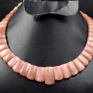 Peach Moonstone Necklace: Natural Gemstone Choker, 14 Inch
