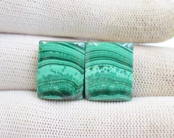 Hand Polished Malachite Gemstone Pair: African Crystal for Earring Making
