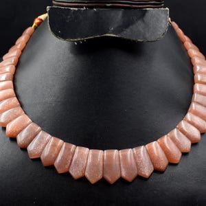 Natural Peach Moonstone Necklace: Gemstone Choker, 14 Inch