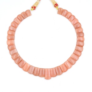Peach Moonstone Necklace: Natural Gemstone Choker, 16 Inch