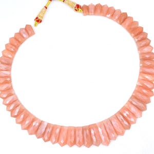 Faceted Peach Moonstone Necklace: Natural Gemstone Choker, 18 Inch