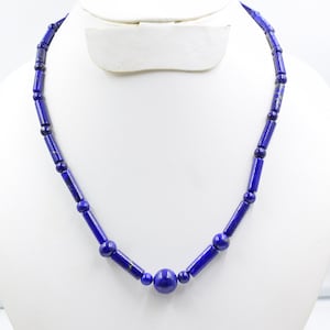 Natural Lapis Lazuli Beaded Necklace: Elegant Choker, 17 Inches