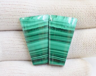 Hand Polished Malachite Gemstone Pair: African Crystal for Earring Making