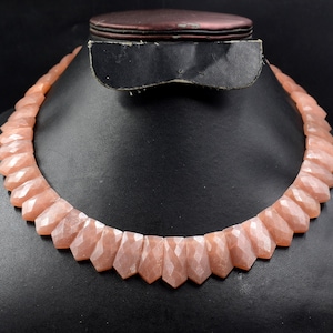 Peach Moonstone Faceted Choker: Natural Gemstone Necklace, 16 Inch